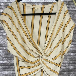 Love Tree Women's Striped Yellow and White Top